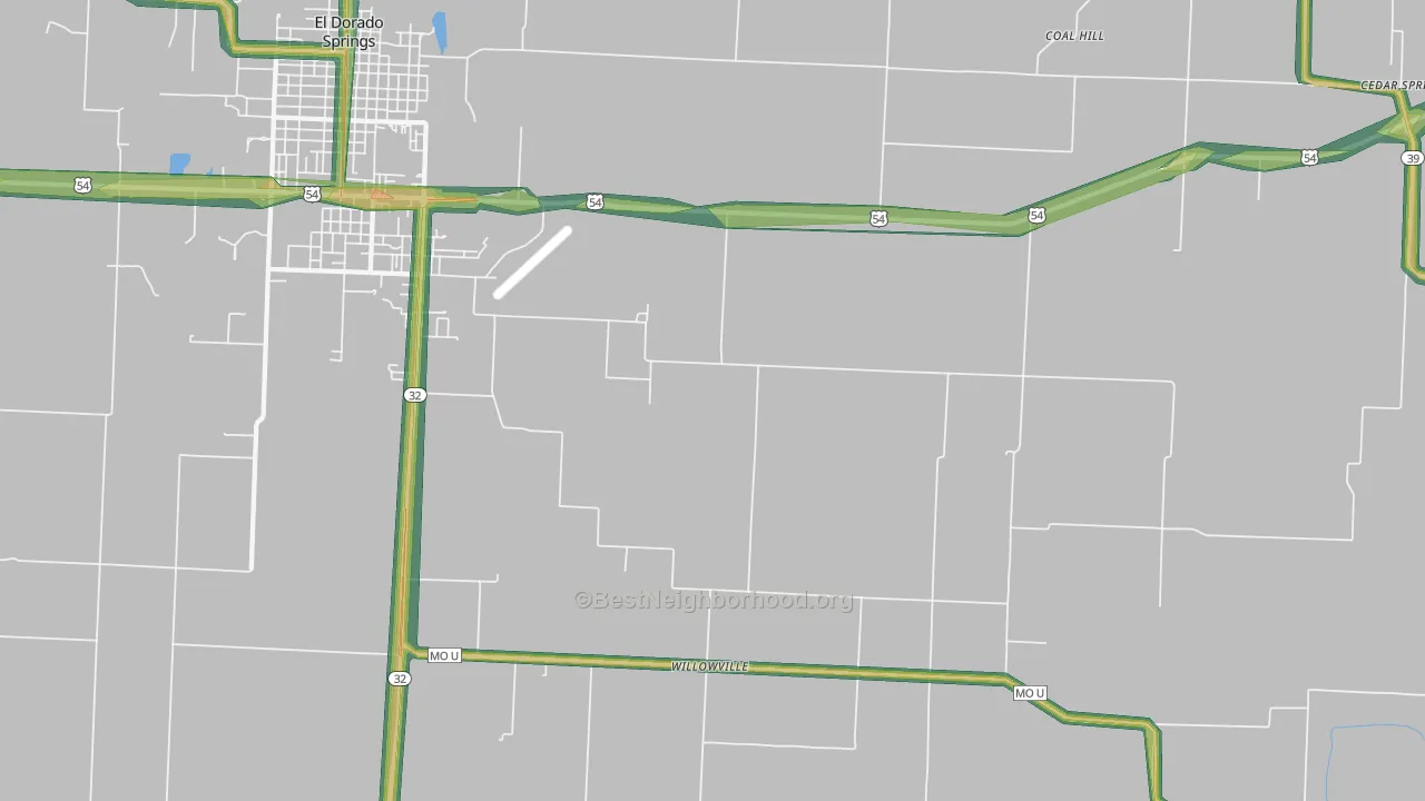 Filley, MO Map of Noise Levels in Filley