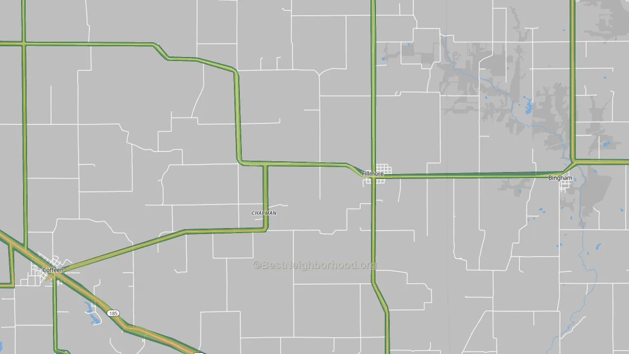 Fillmore, IL Map of Noise Levels in Fillmore