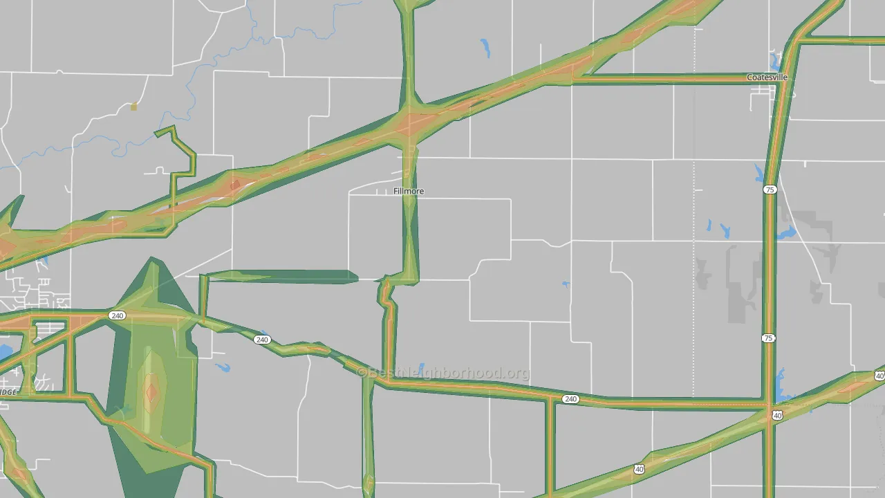 Fillmore, IN Map of Noise Levels in Fillmore