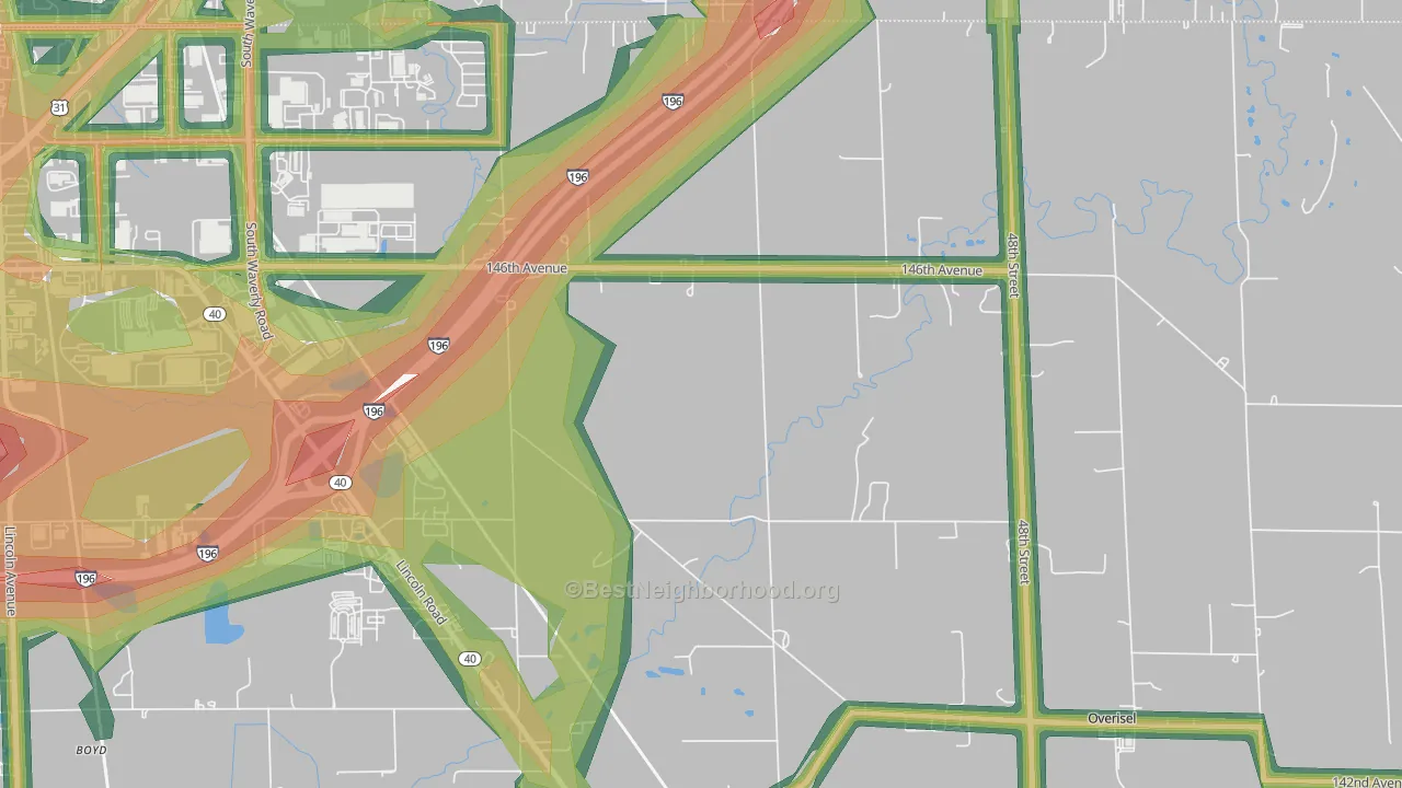 Fillmore, MI Map of Noise Levels in Fillmore