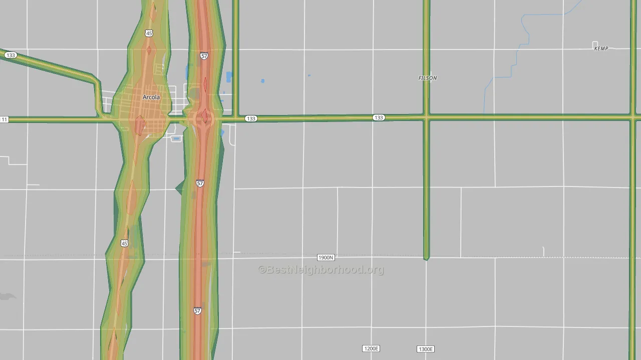 Filson, IL Map of Noise Levels in Filson