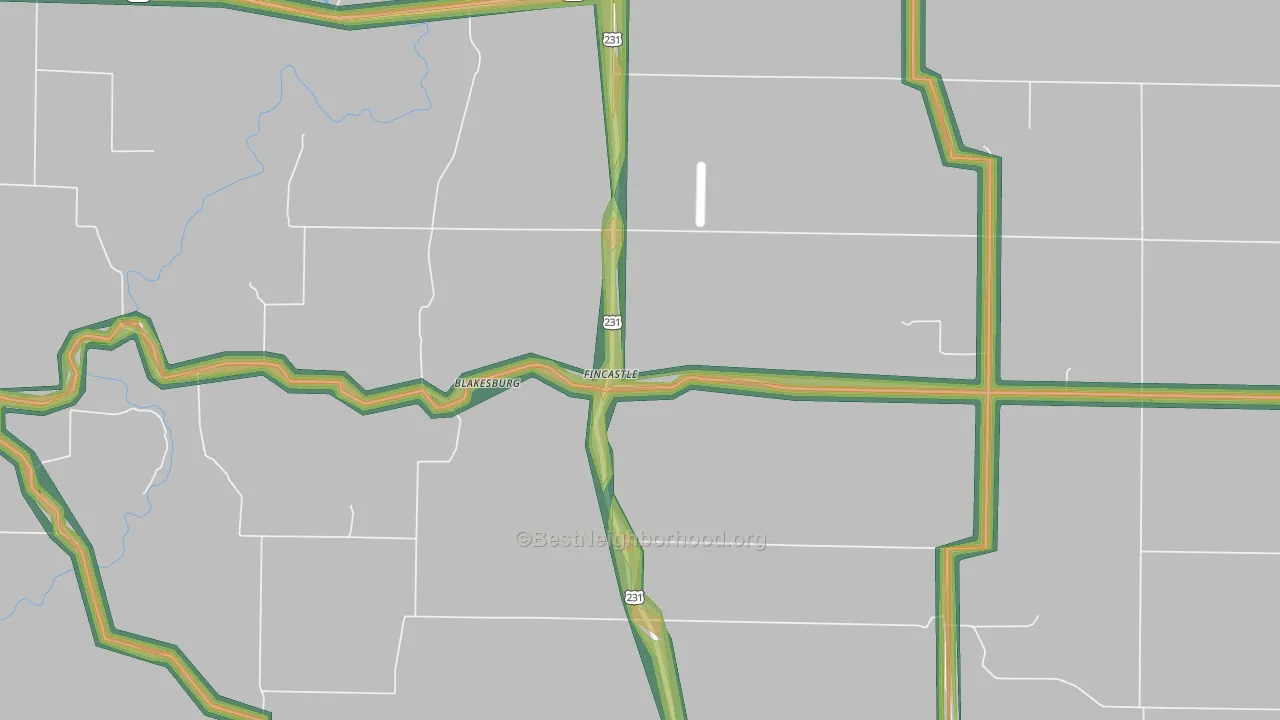 Fincastle, IN Map of Noise Levels in Fincastle
