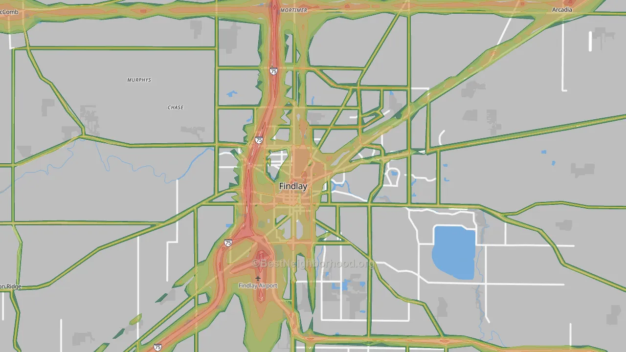 Findlay, OH Map of Noise Levels in Findlay