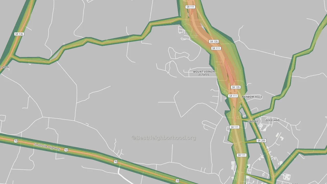 Findlay, TN Map of Noise Levels in Findlay