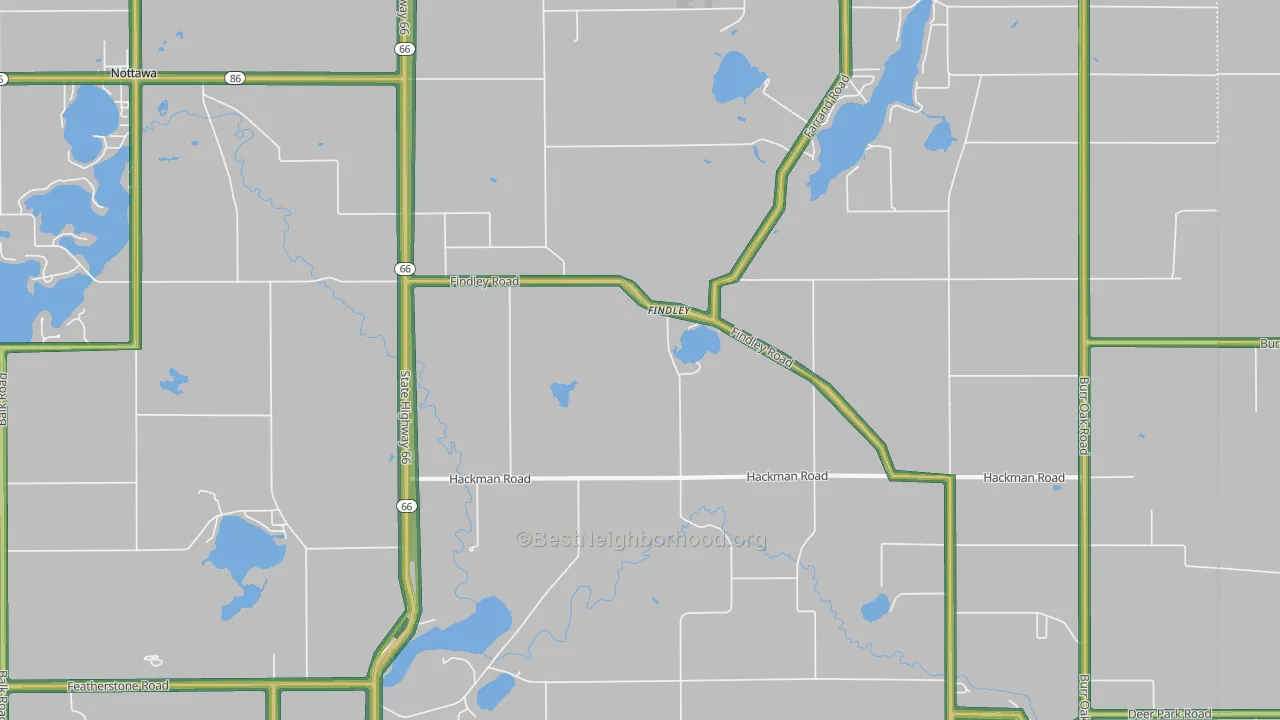 Findley, MI Map of Noise Levels in Findley