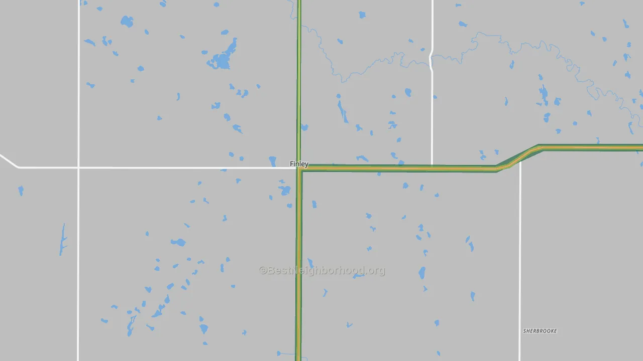 Finley, ND Map of Noise Levels in Finley