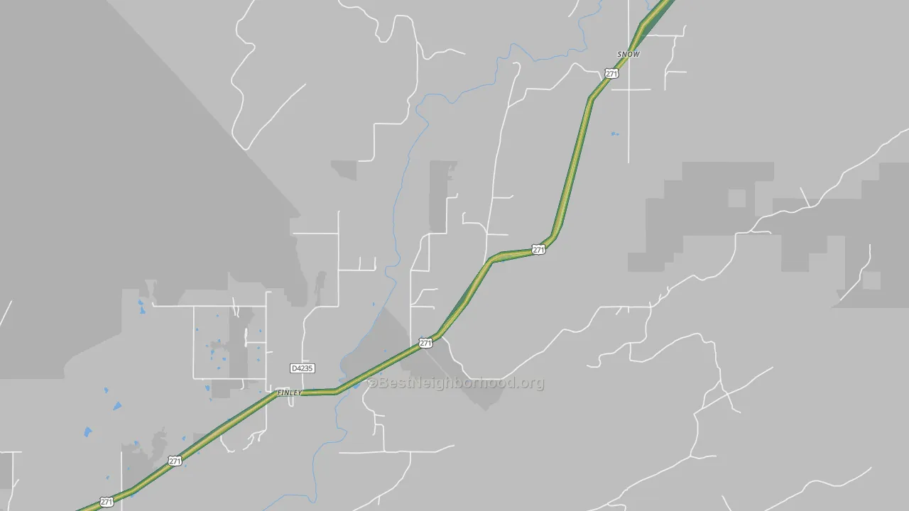 Finley, OK Map of Noise Levels in Finley