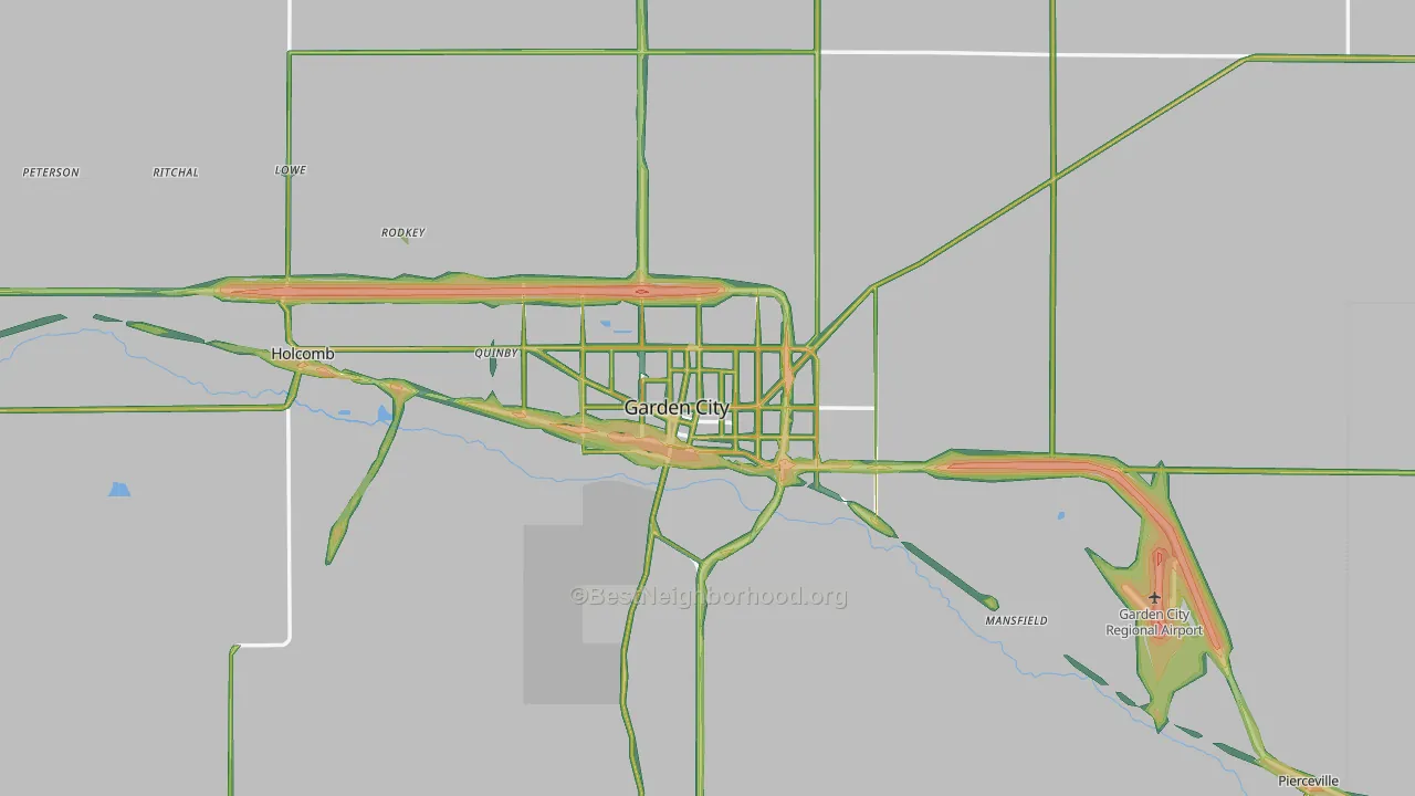 Finney County, KS Map of Noise Levels in Finney County