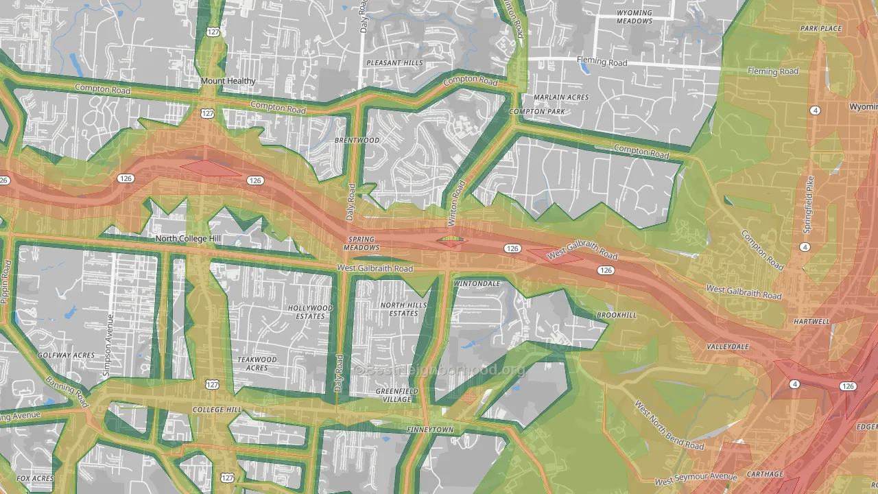 Finneytown, OH Map of Noise Levels in Finneytown
