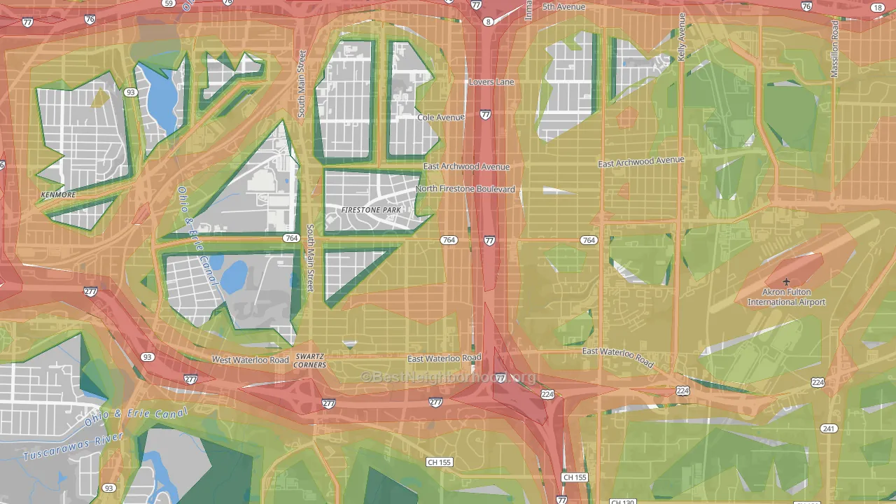 Firestone Park, Akron, OH Map of Noise Levels in Firestone Park