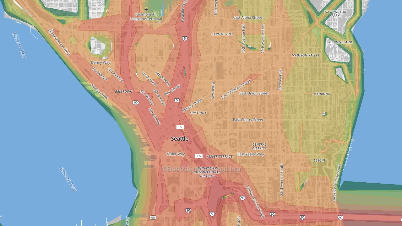 First Hill, Seattle, WA Map of Noise Levels in First Hill