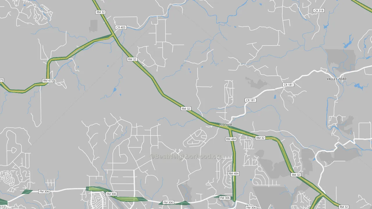 Fischer, TX Map of Noise Levels in Fischer