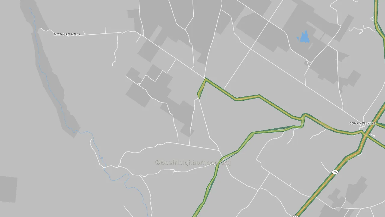 Fish Creek, NY Map of Noise Levels in Fish Creek