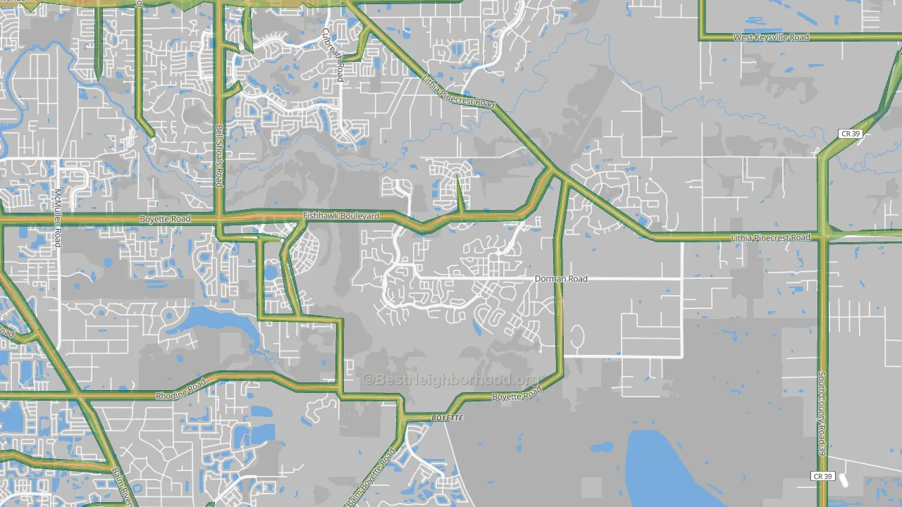 Fish Hawk, FL Map of Noise Levels in Fish Hawk
