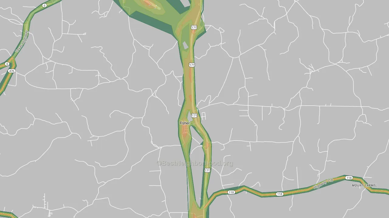 Fisher, LA Map of Noise Levels in Fisher