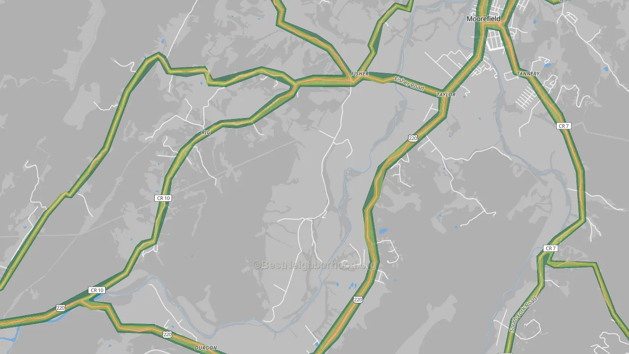 Fisher, WV Map of Noise Levels in Fisher