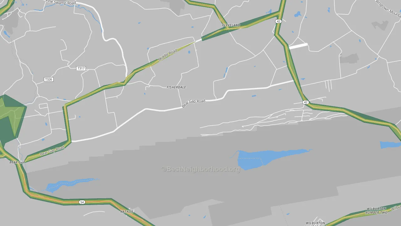 Fisherdale, PA Map of Noise Levels in Fisherdale