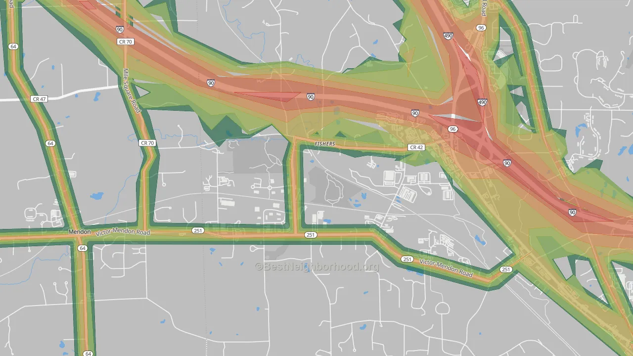 Fishers, NY Map of Noise Levels in Fishers