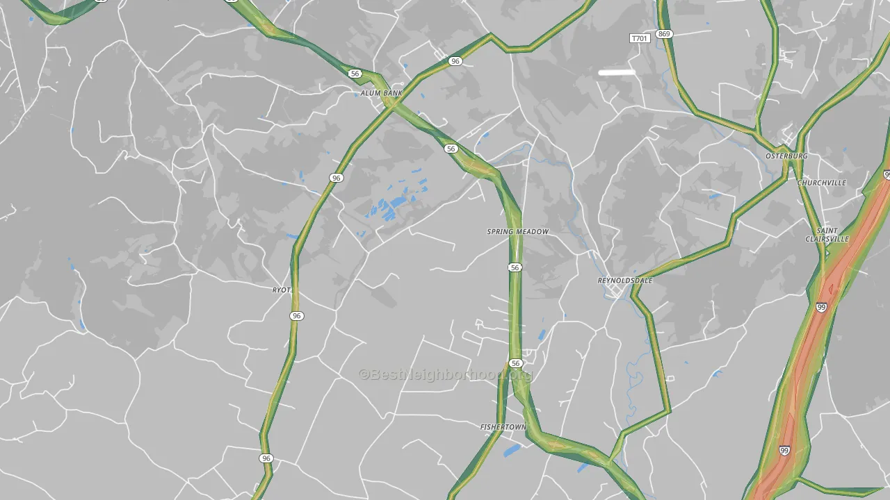 Fishertown, PA Map of Noise Levels in Fishertown