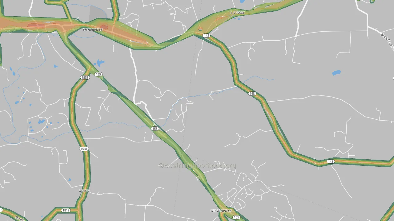 Fisherville, KY Map of Noise Levels in Fisherville