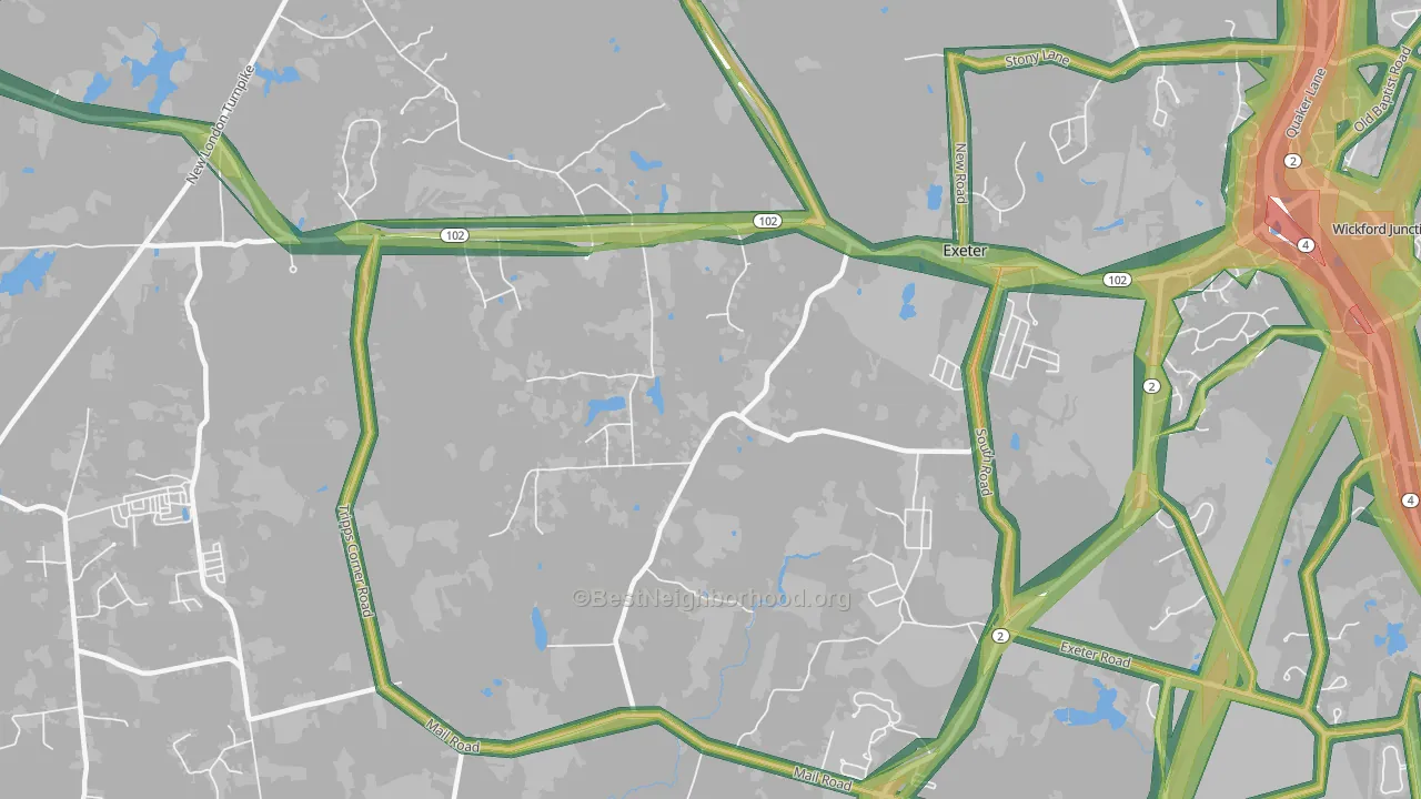 Fisherville, RI Map of Noise Levels in Fisherville