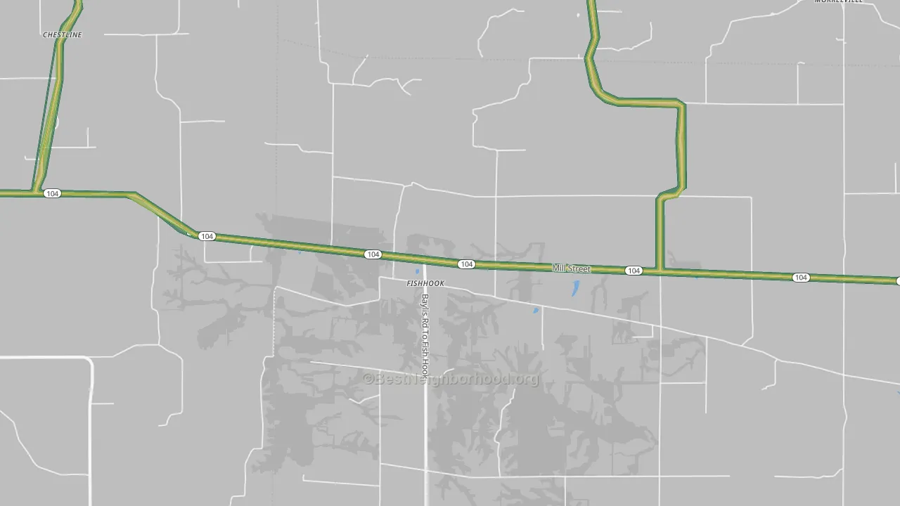 Fishhook, IL Map of Noise Levels in Fishhook
