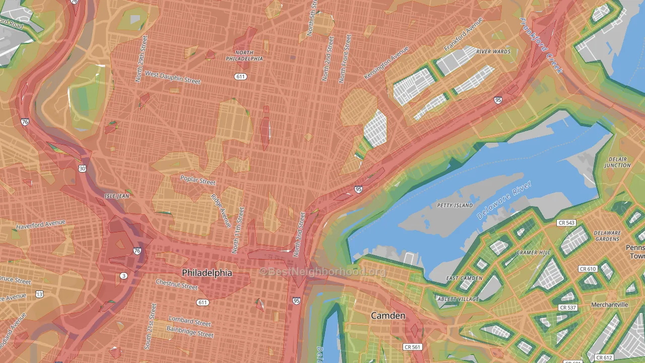 Fishtown, Philadelphia, PA Map of Noise Levels in Fishtown