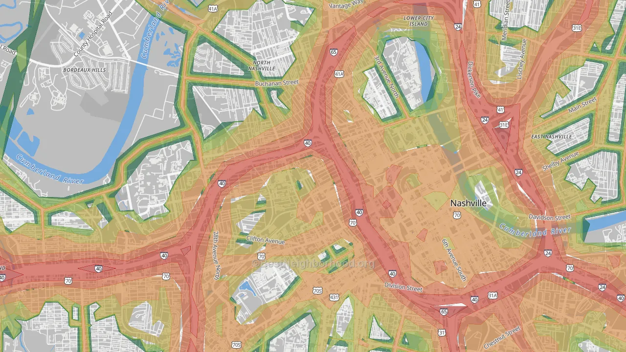Fisk-Meharry, Nashville, TN Map of Noise Levels in Fisk-Meharry