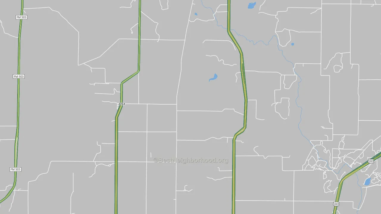 Fisk, TX Map of Noise Levels in Fisk