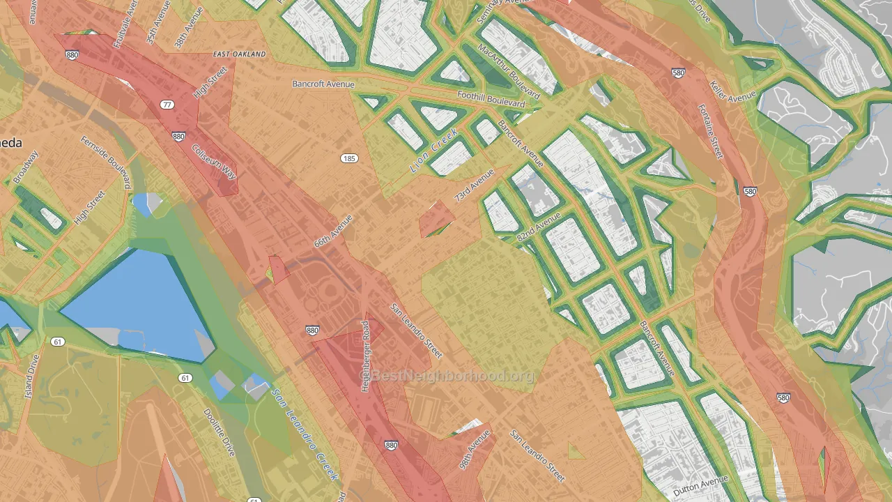 Fitchburg, Oakland, CA Map of Noise Levels in Fitchburg