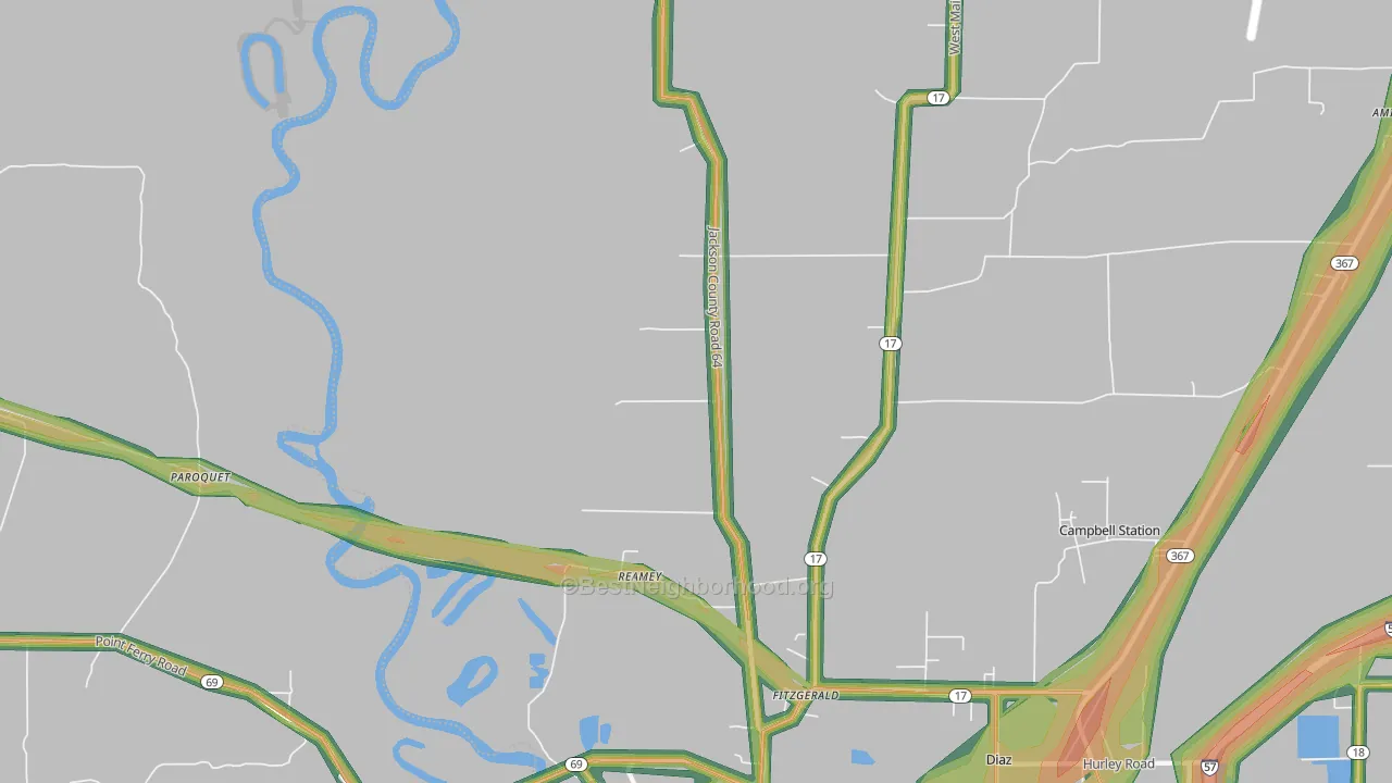 Fitzgerald, AR Map of Noise Levels in Fitzgerald