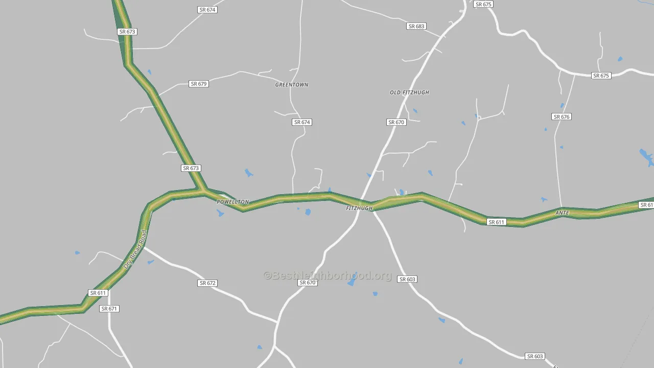 Fitzhugh, VA Map of Noise Levels in Fitzhugh