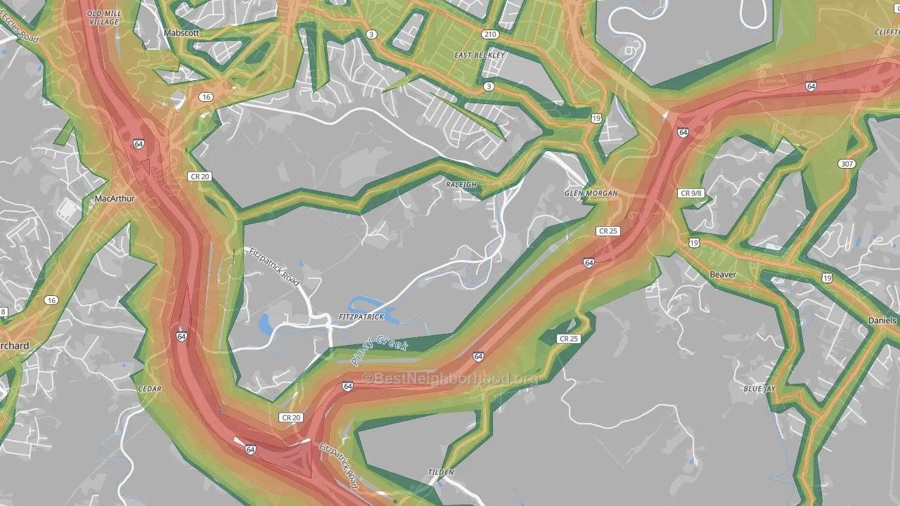 Fitzpatrick, WV Map of Noise Levels in Fitzpatrick