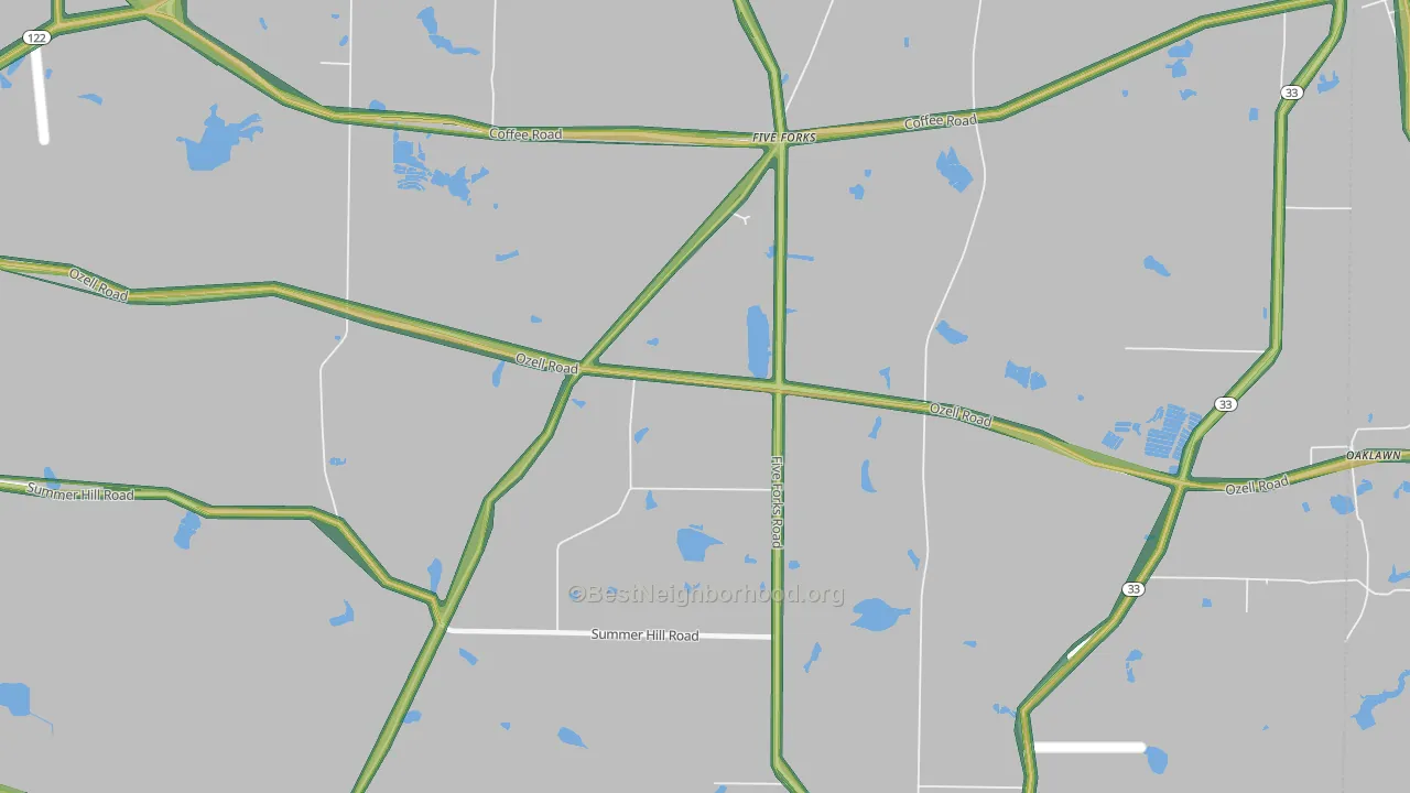 Five Forks, GA Map of Noise Levels in Five Forks