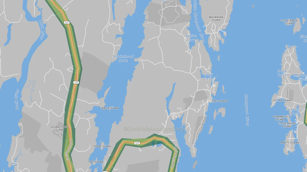 Five Islands, ME Map of Noise Levels in Five Islands