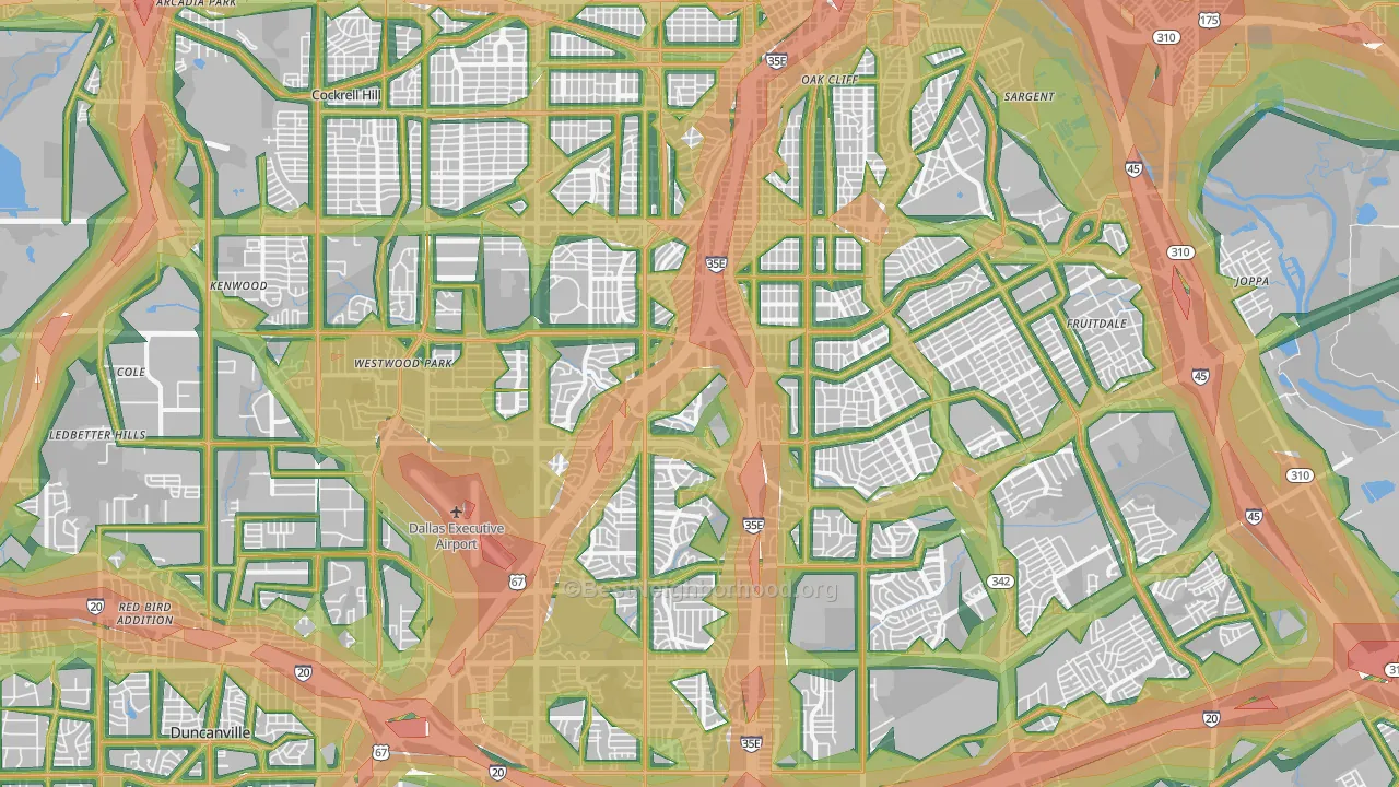 Five Mile Creek, Dallas, TX Map of Noise Levels in Five Mile Creek