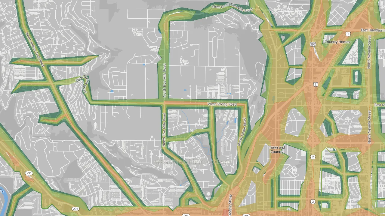 Five Mile Prairie, Spokane, WA Map of Noise Levels in Five Mile Prairie