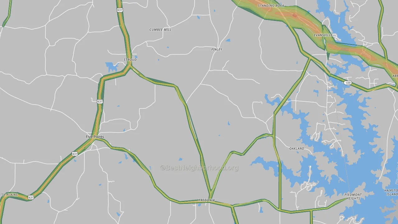 Five Points, AL Map of Noise Levels in Five Points