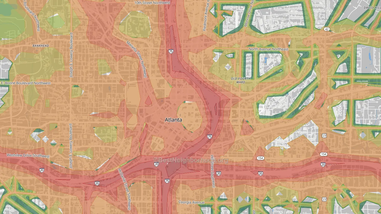 Five Points, Atlanta, GA Map of Noise Levels in Five Points