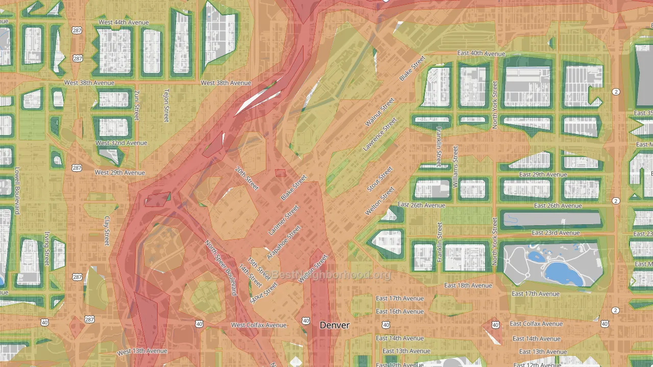 Five Points, Denver, CO Map of Noise Levels in Five Points