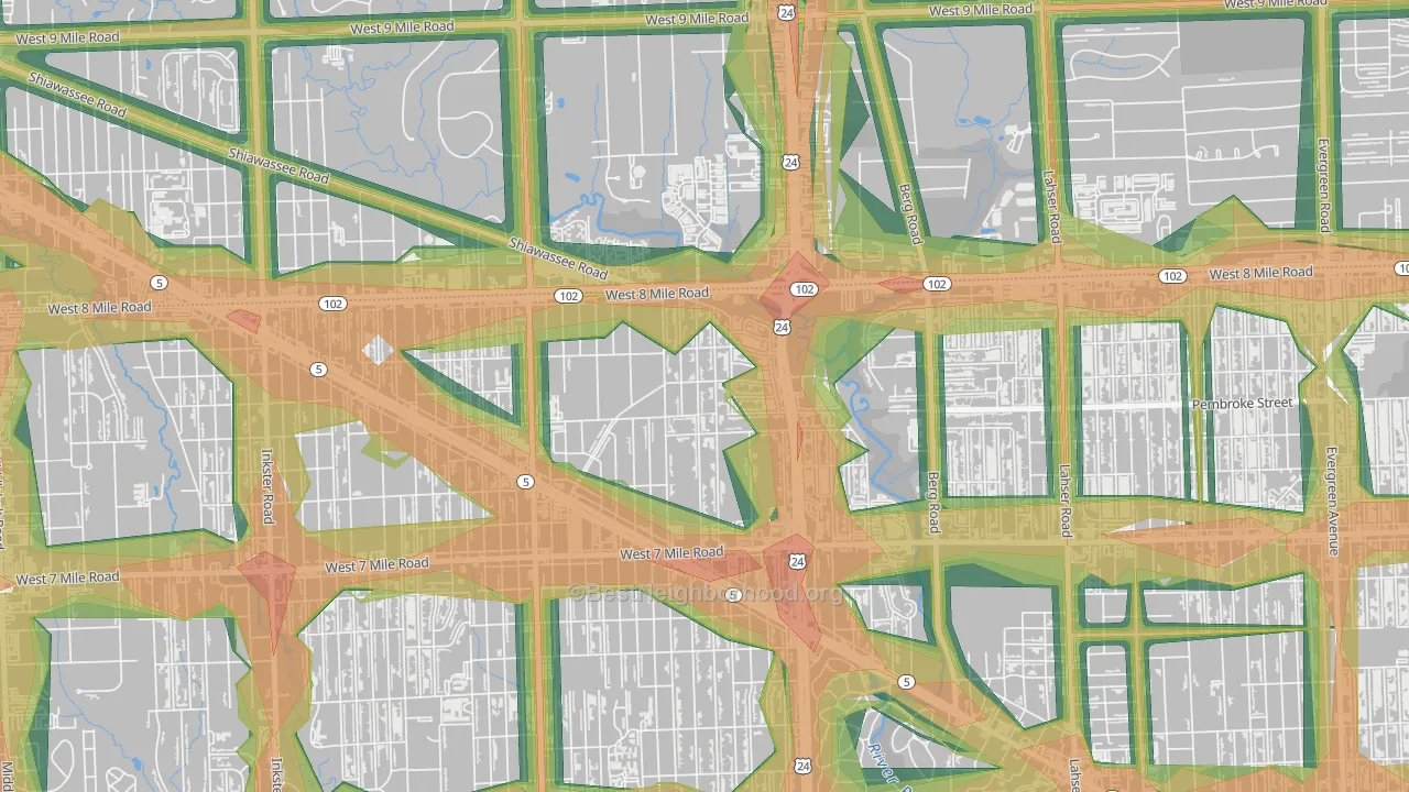 Five Points, Detroit, MI Map of Noise Levels in Five Points
