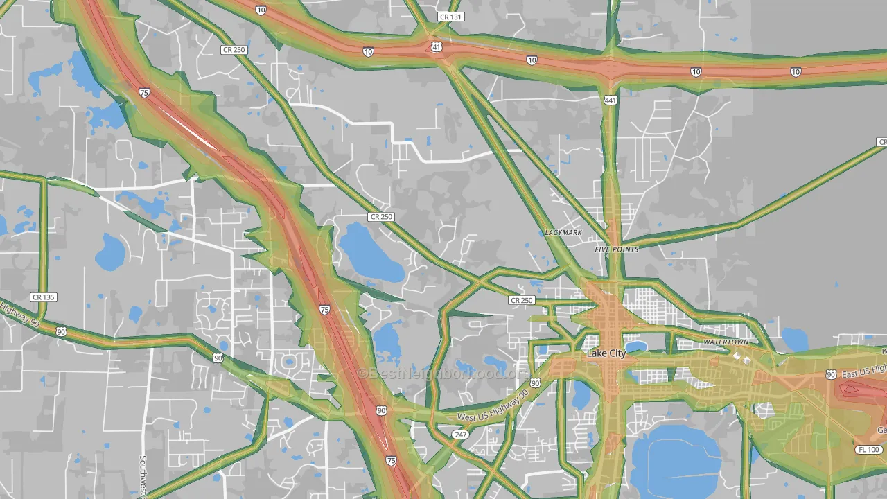 Five Points, FL Map of Noise Levels in Five Points