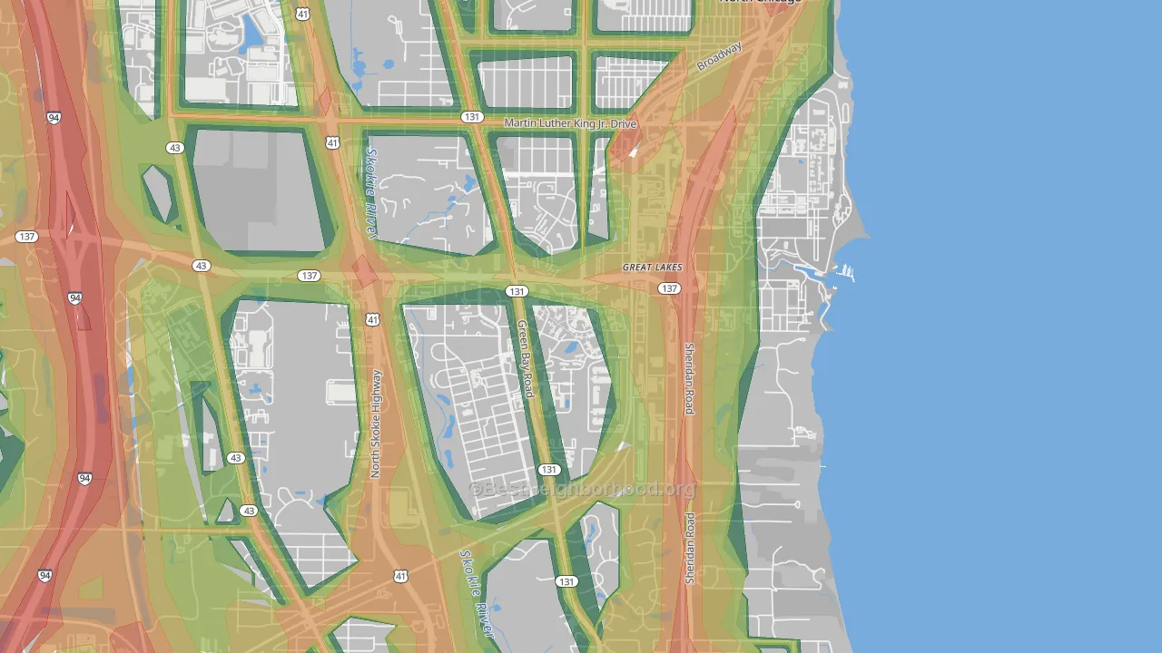 Five Points, Great Lakes, IL Map of Noise Levels in Five Points