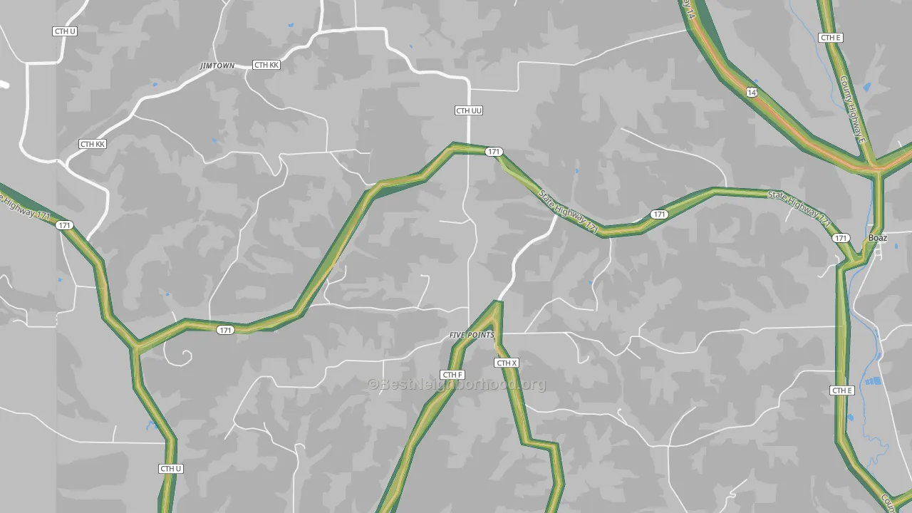 Five Points, WI Map of Noise Levels in Five Points