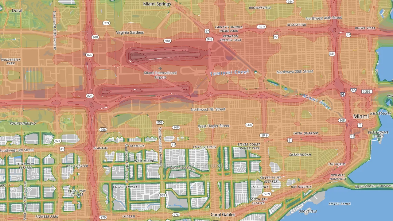 Flagami, Miami, FL Map of Noise Levels in Flagami