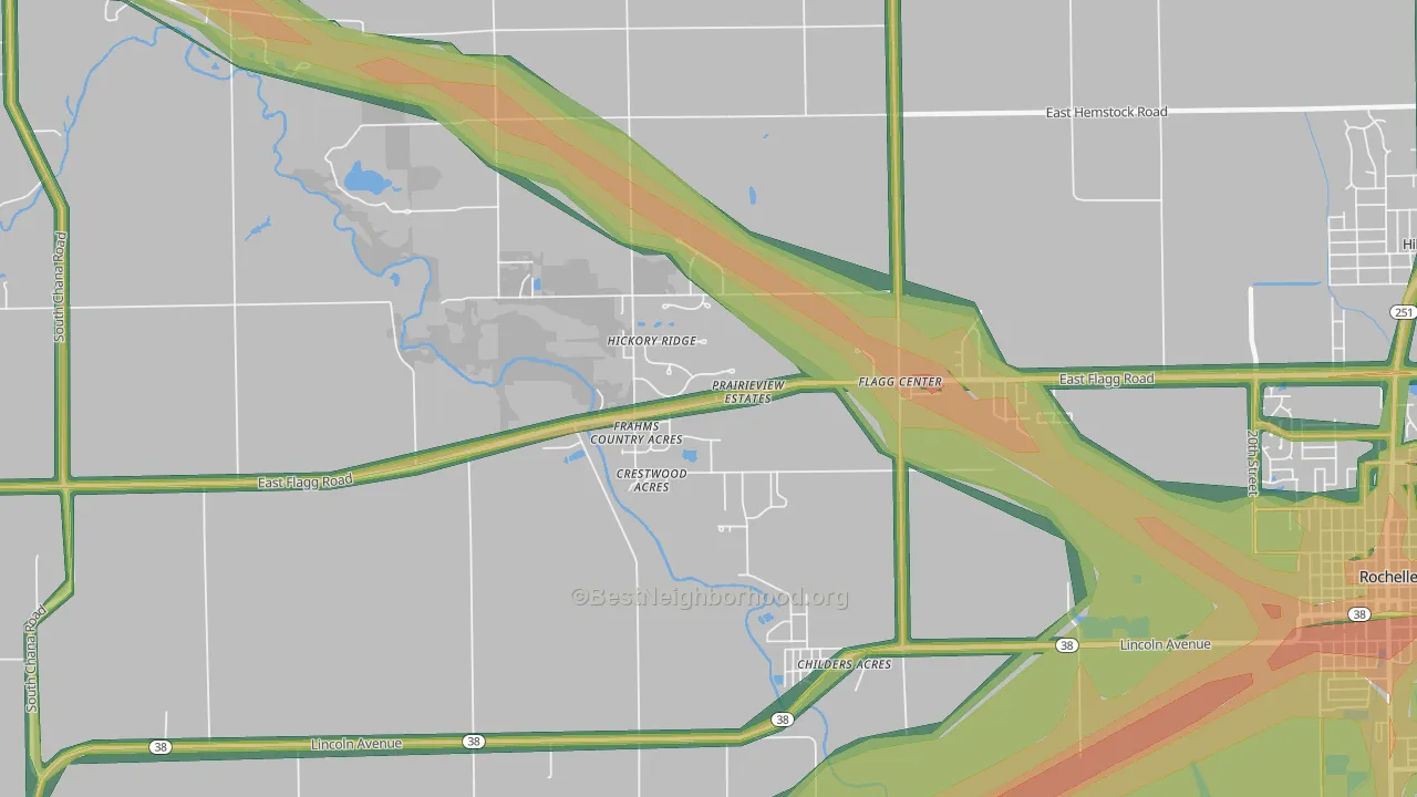 Flagg Center, IL Map of Noise Levels in Flagg Center