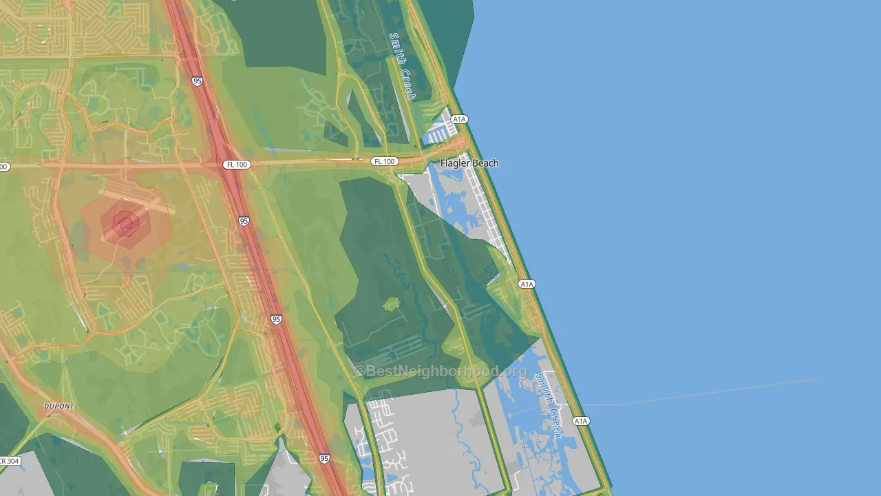 Flagler Beach, FL Map of Noise Levels in Flagler Beach