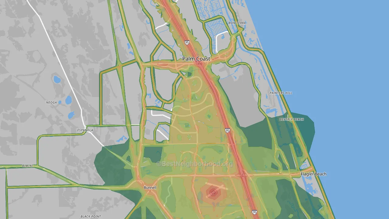 Flagler County, FL Map of Noise Levels in Flagler County