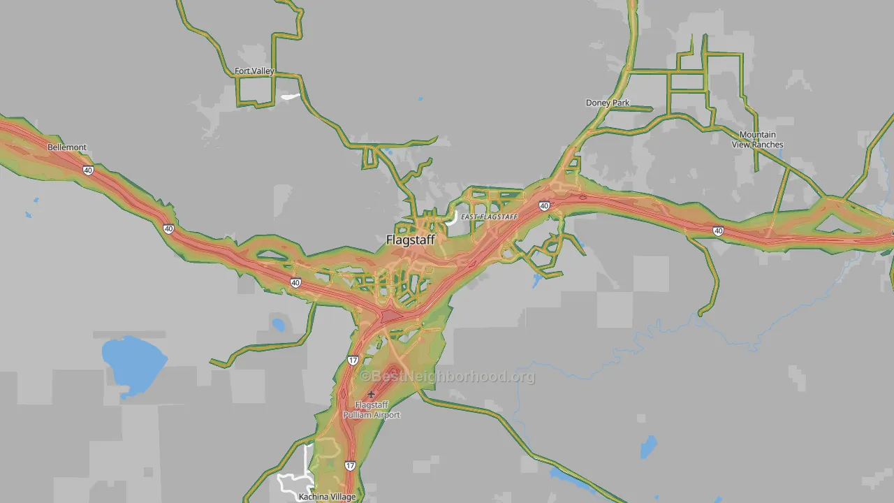Flagstaff, AZ Map of Noise Levels in Flagstaff