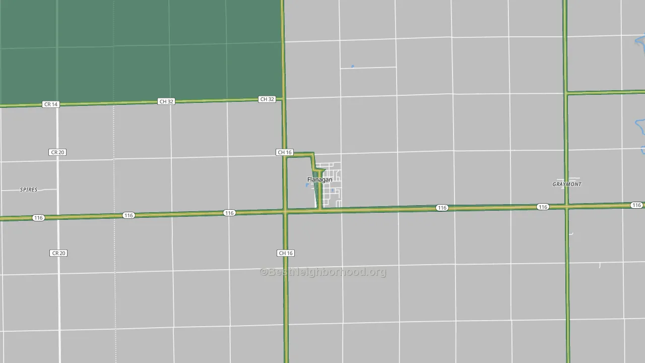 Flanagan, IL Map of Noise Levels in Flanagan